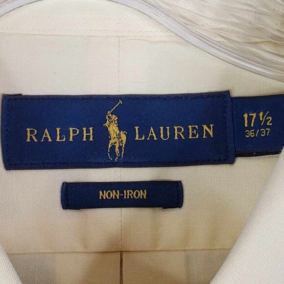 Polo Ralph Lauren Shirt Oxford Mens Size Large 17 Light Yellow Button Down LS - Picture 7 of 9